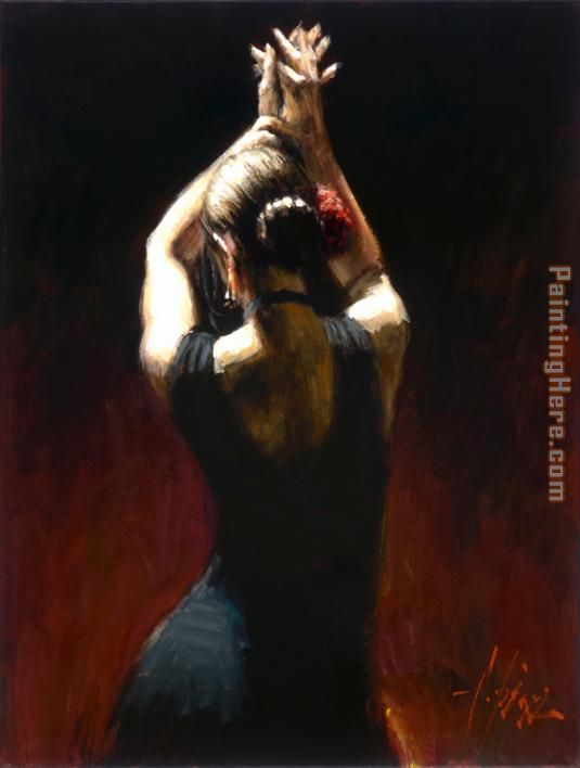 Fabian Perez flamenco dancer in black Dress
